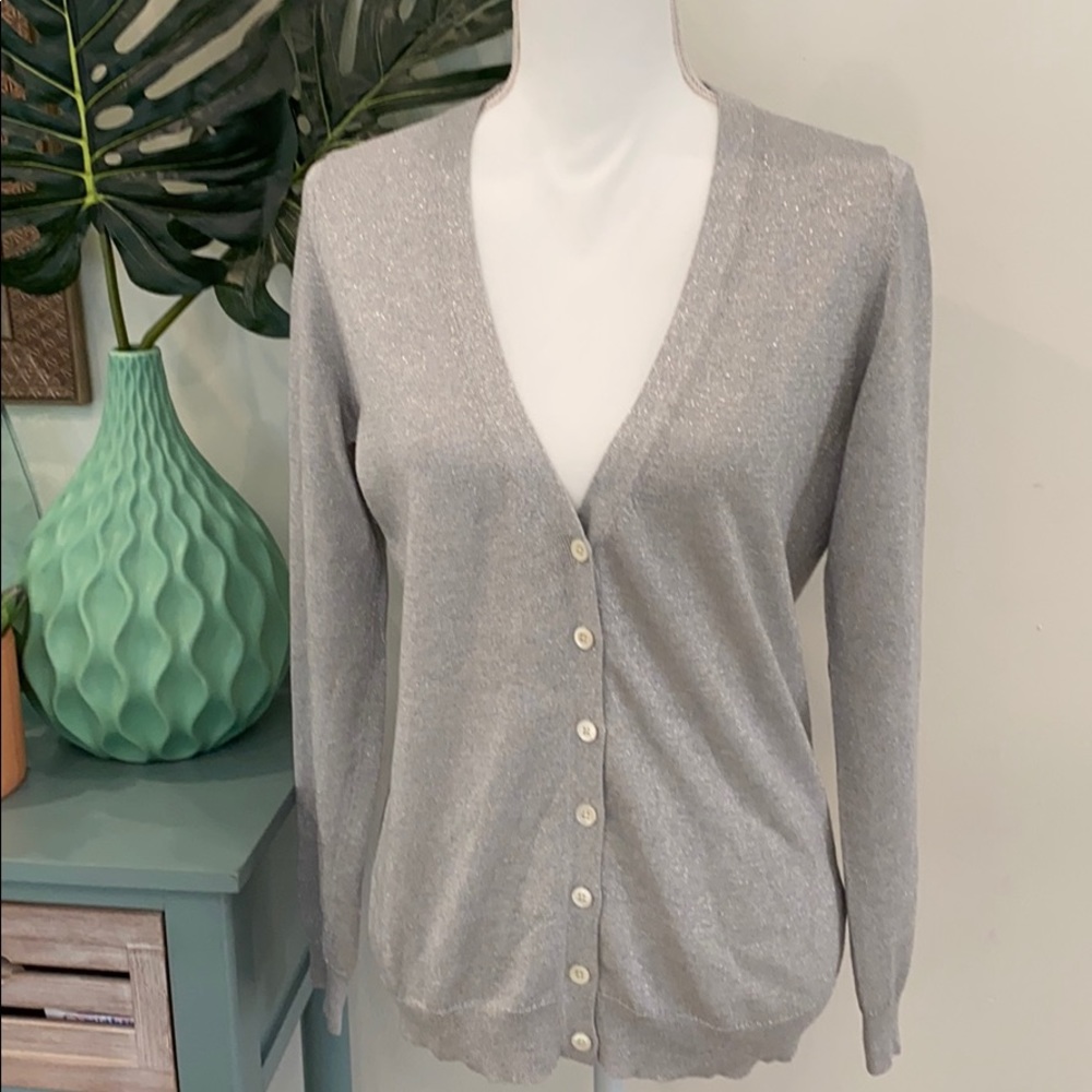 🎉EUC Banana Republic Silver Gray Cardigan size L